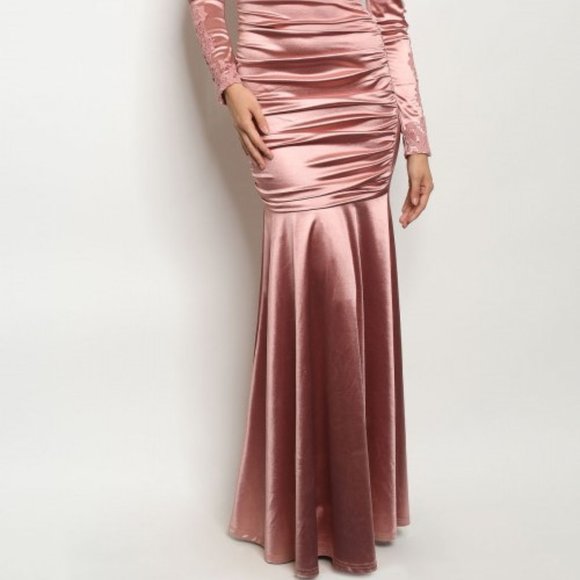 Sexy Dusty Pink Maxi length Gown - Picture 3 of 5